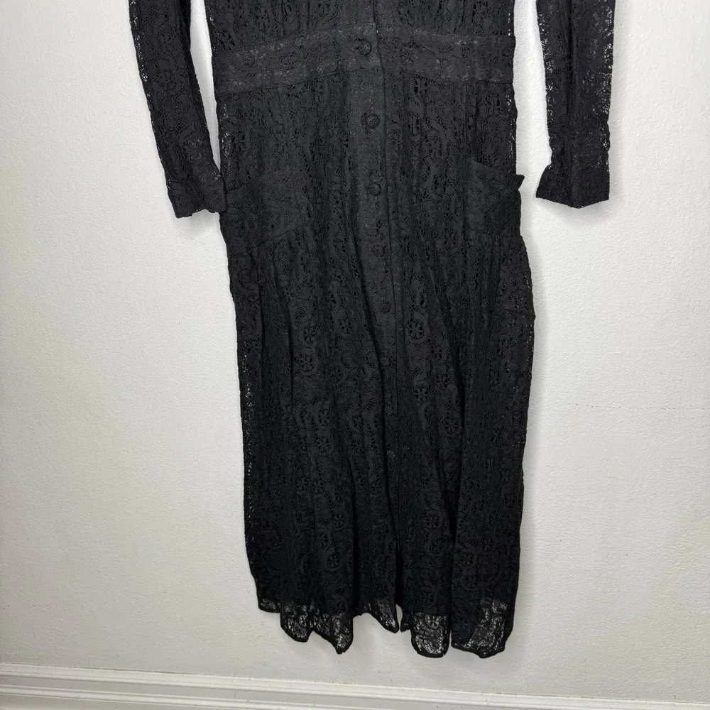 New Vintage‎ Karin Steven's Black Lace Whimsigoth Classic Midi Dress Dark Fairy